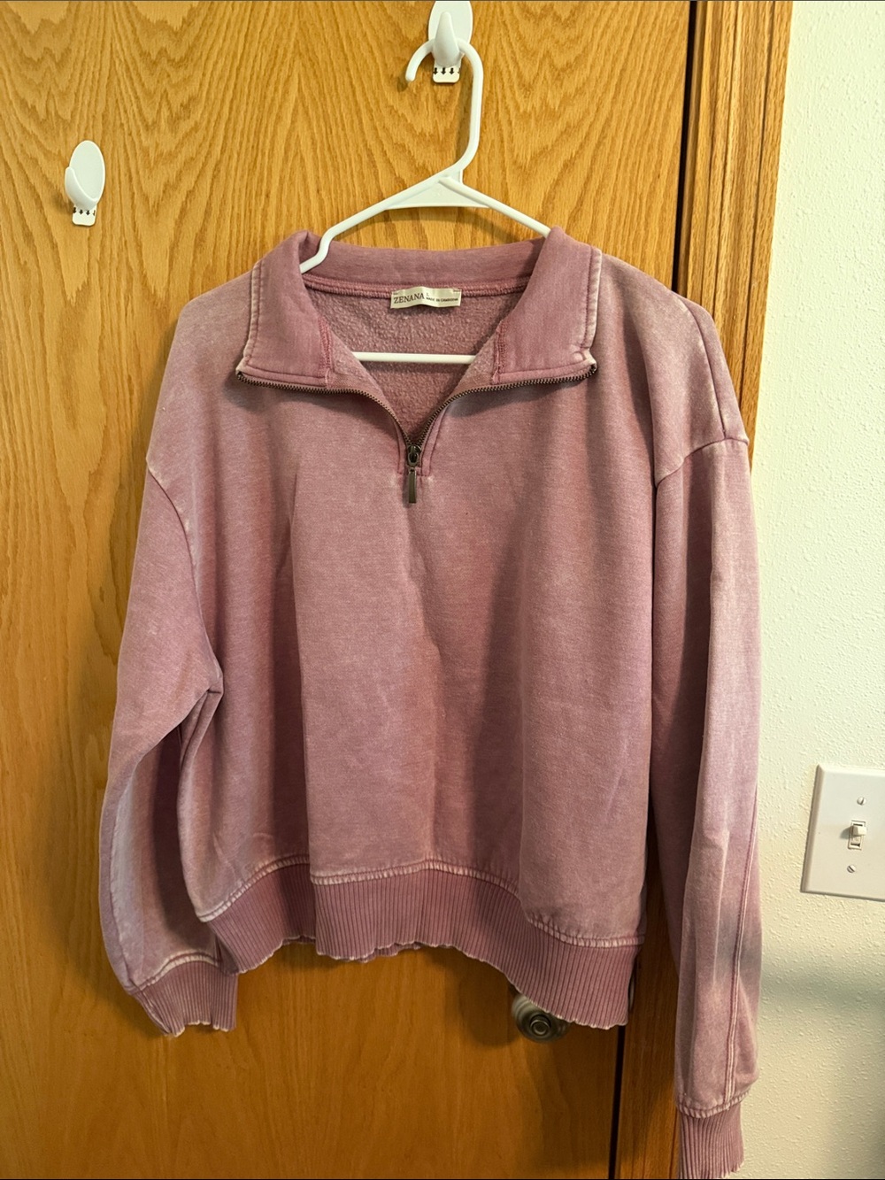 NWOT Zenana Outfitters Washed Mauve Zip Pullover